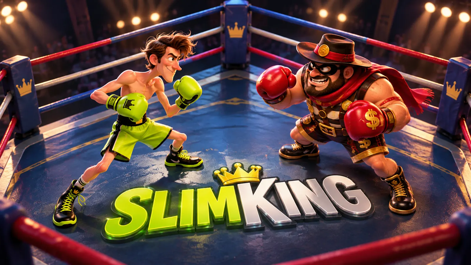 SlimKing underdog boxer squaring up to a heavyweight in the ring